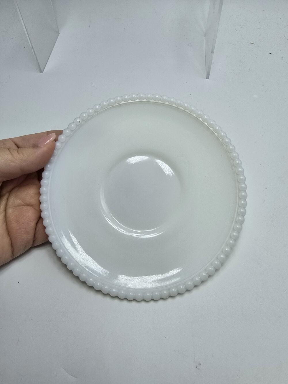 Westmoreland USA Milk Glass Beaded Edge Saucer